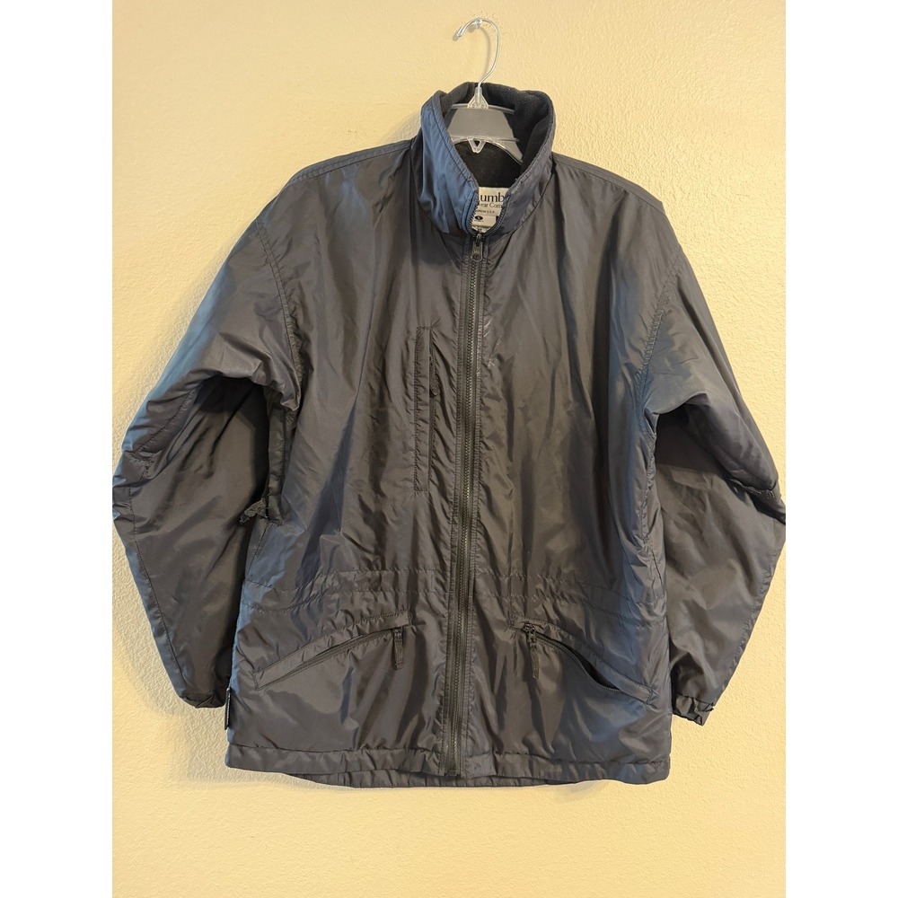 Columbia Sportswear Mens Black Fleece Lined Zip Up Jacket Windbreaker Small
